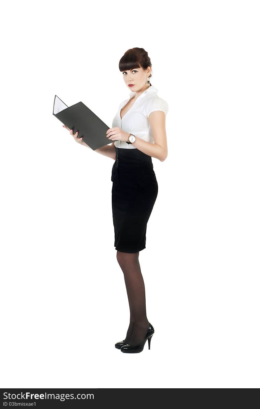 Portrait Of Business Woman Holding A Folder