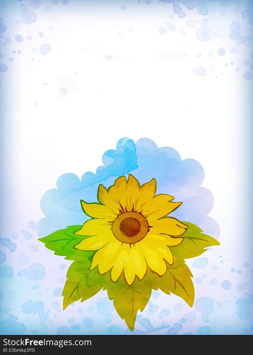 Background with drawing of sunflower