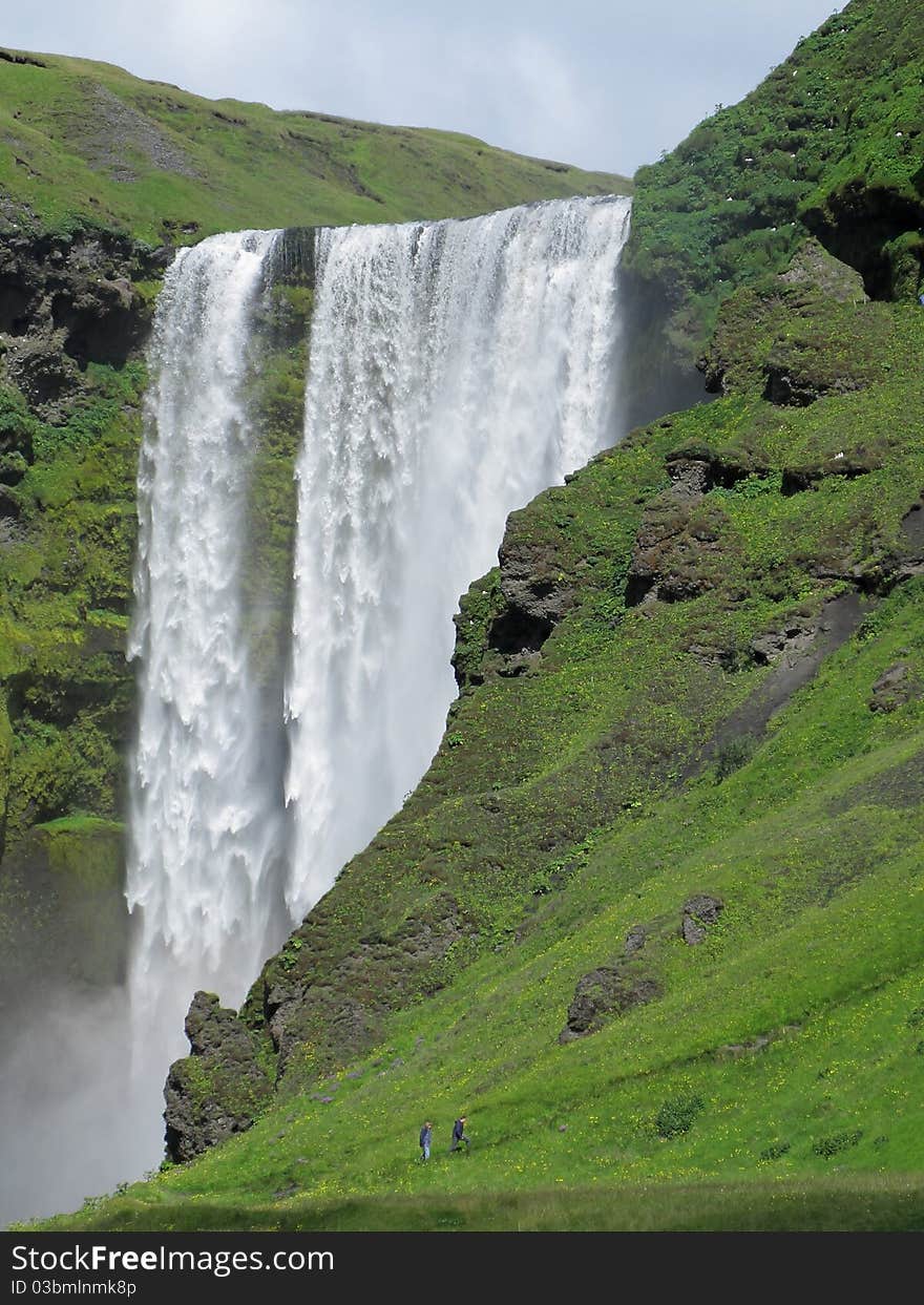 Shimmering Icelandic waterfall