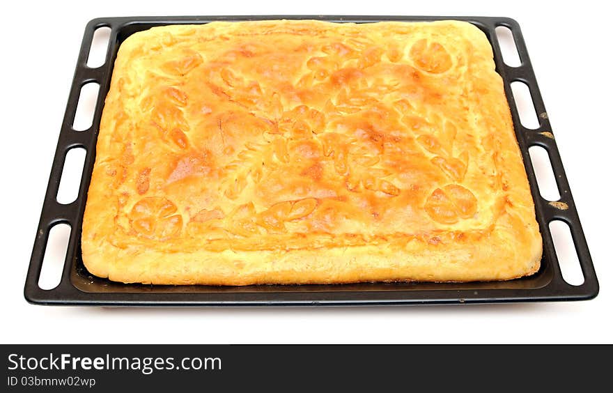 Meat pie on white background