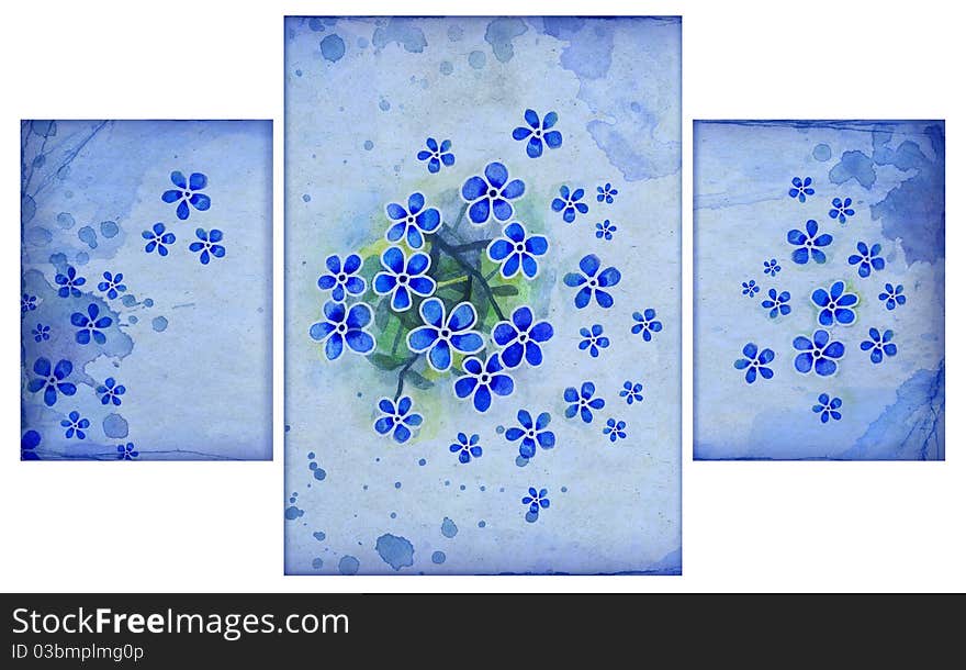 Blue backgrounds with watercolor flowers. Blue backgrounds with watercolor flowers