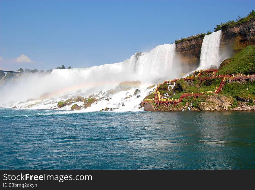 The rainbow on Niagara waterfall. The rainbow on Niagara waterfall