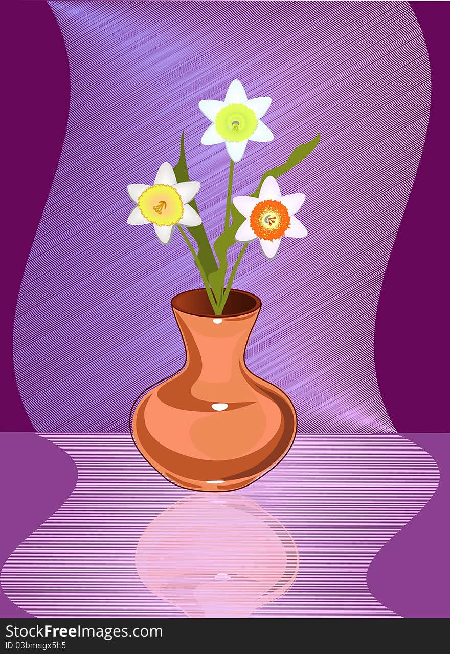 Ceramic vase with narcissuses