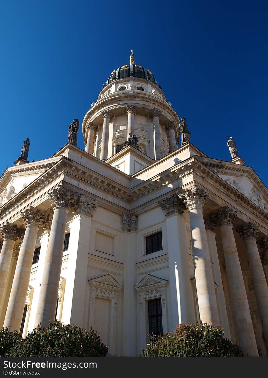 French church at gendarmes the market in Berlin