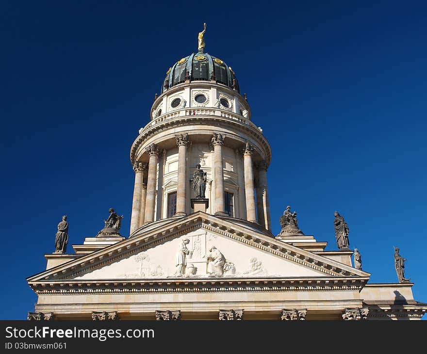 French church at gendarmes the market in Berlin