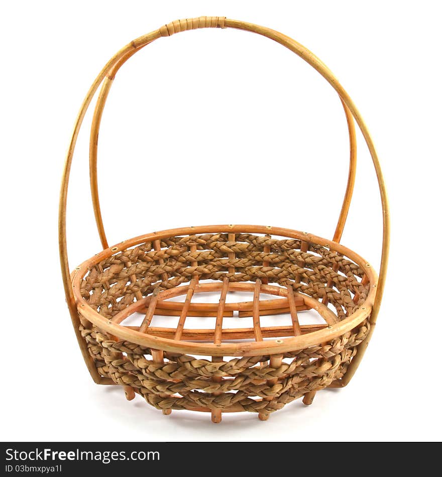 Wicker basket isolated on white background