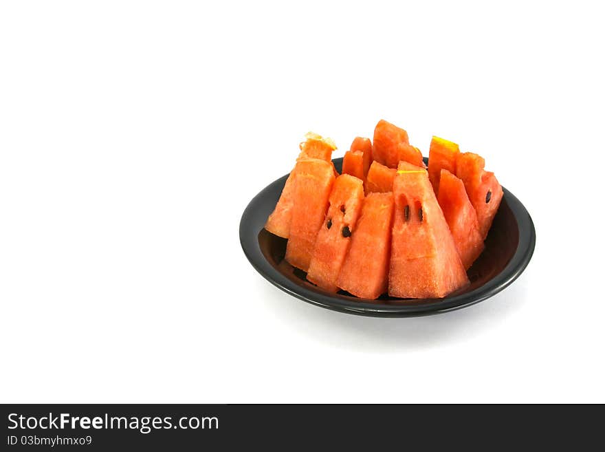 Red slice watermelons isolated on white background