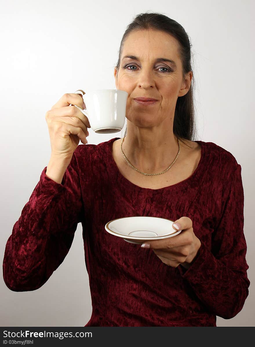 Woman with coffee cup