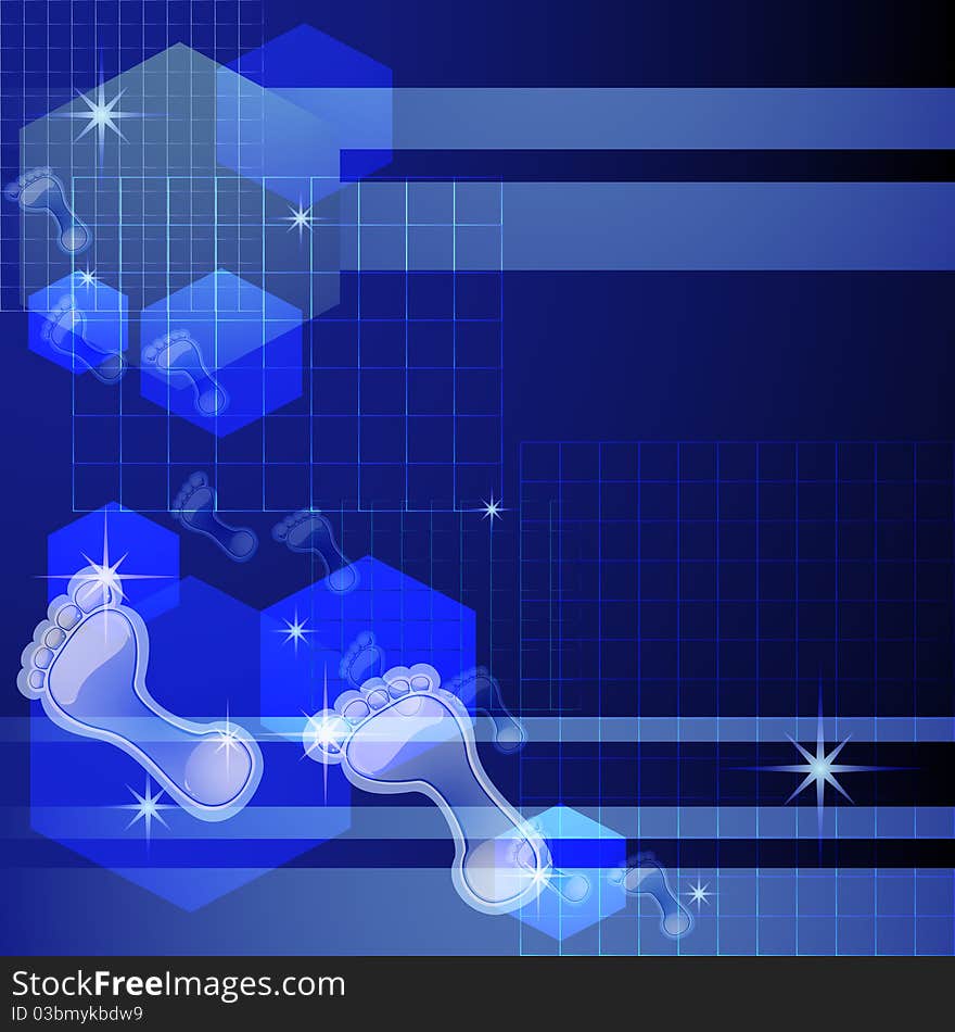 Abstract futuristic background – dark sky with footprints. Abstract futuristic background – dark sky with footprints