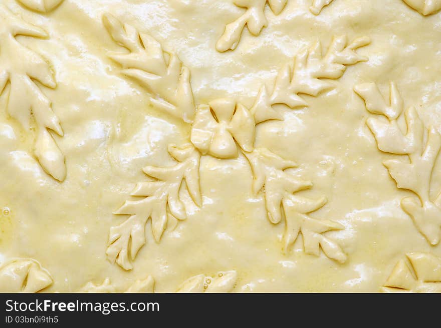 Raw pie dough crust: can be used as background