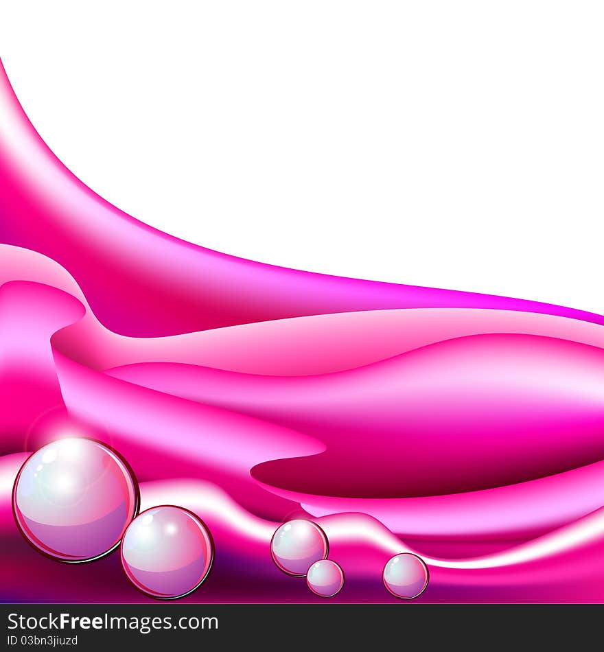 Abstract background with pink silk waves and pearls. Abstract background with pink silk waves and pearls