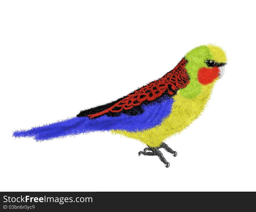 Colorful and downy parrot's illustration