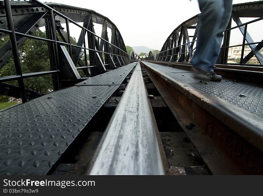 Metal railway bridge over Kwai river, Kanchanaburi Provice, Thailand