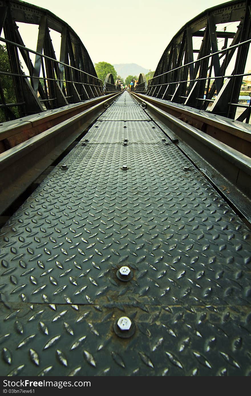 Metal railway bridge over Kwai river, Kanchanaburi Provice, Thailand