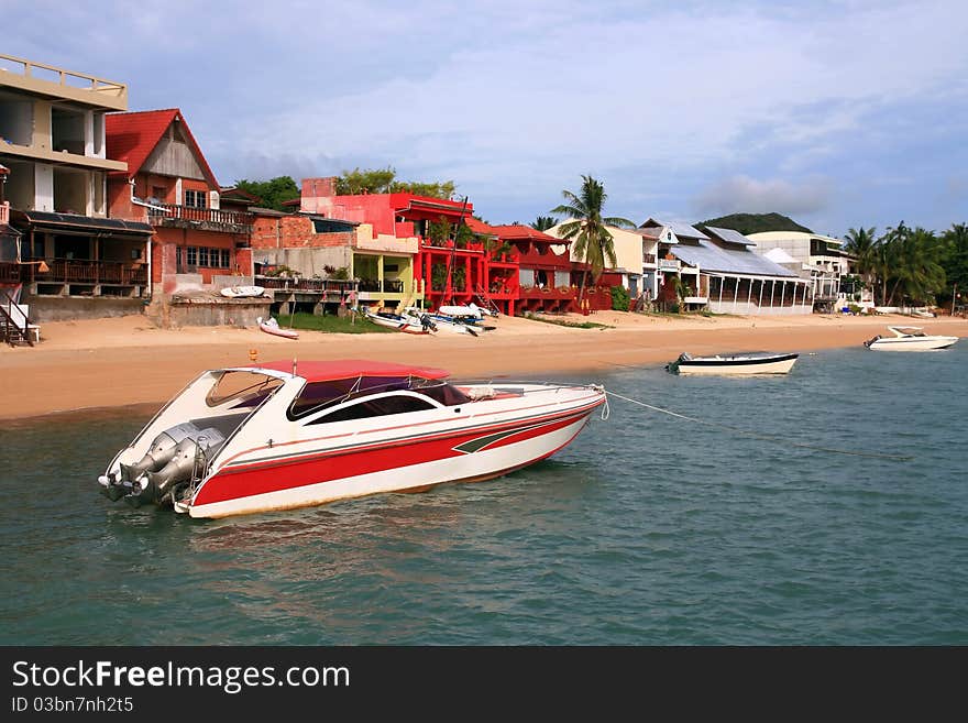 Red Speed Boat at Samui Island Thailand