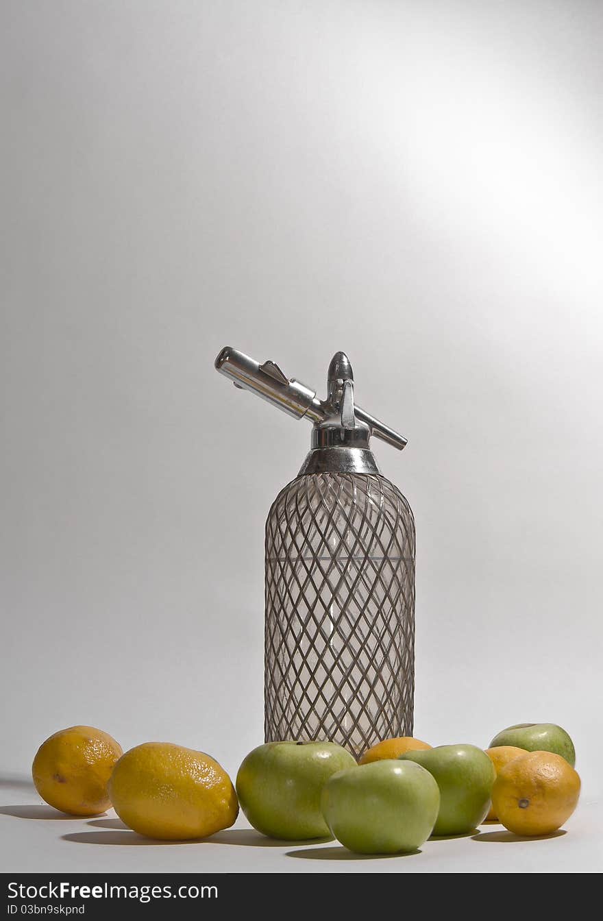 Old retro syphon with fruits