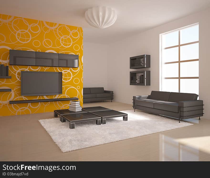 Dark modern interior with furniture. Dark modern interior with furniture