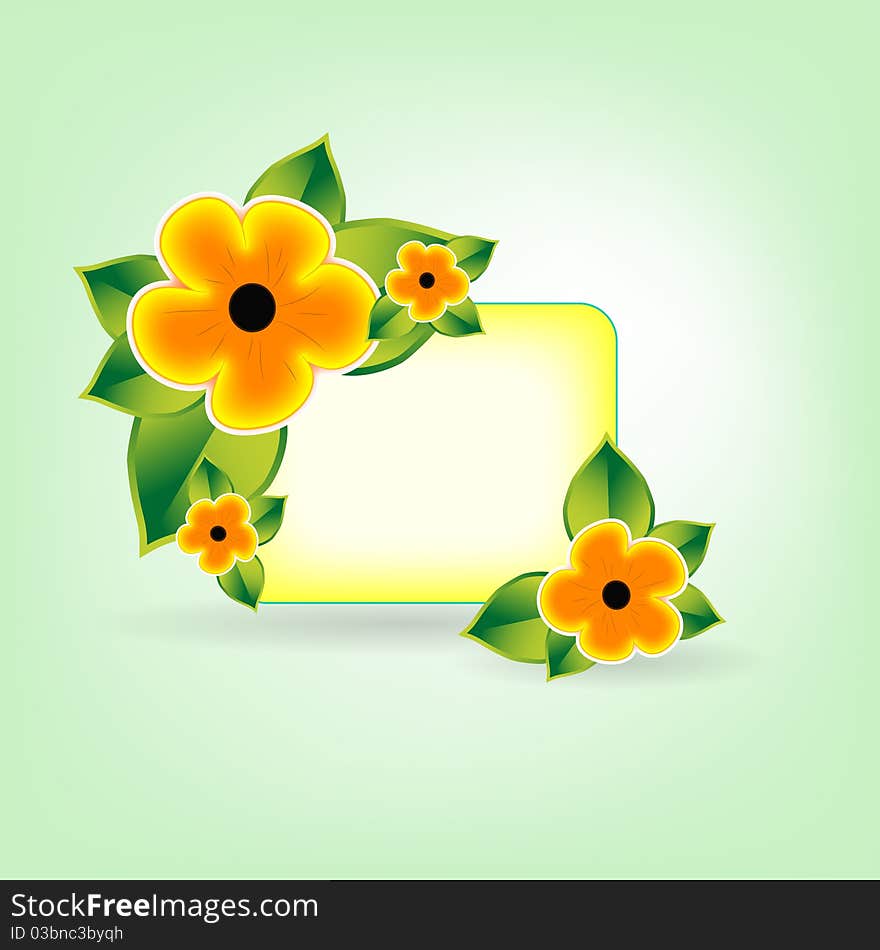 Vector banner with yellow flowers