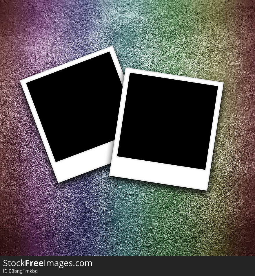 Two photo frame on rainbow color grunge background. Two photo frame on rainbow color grunge background