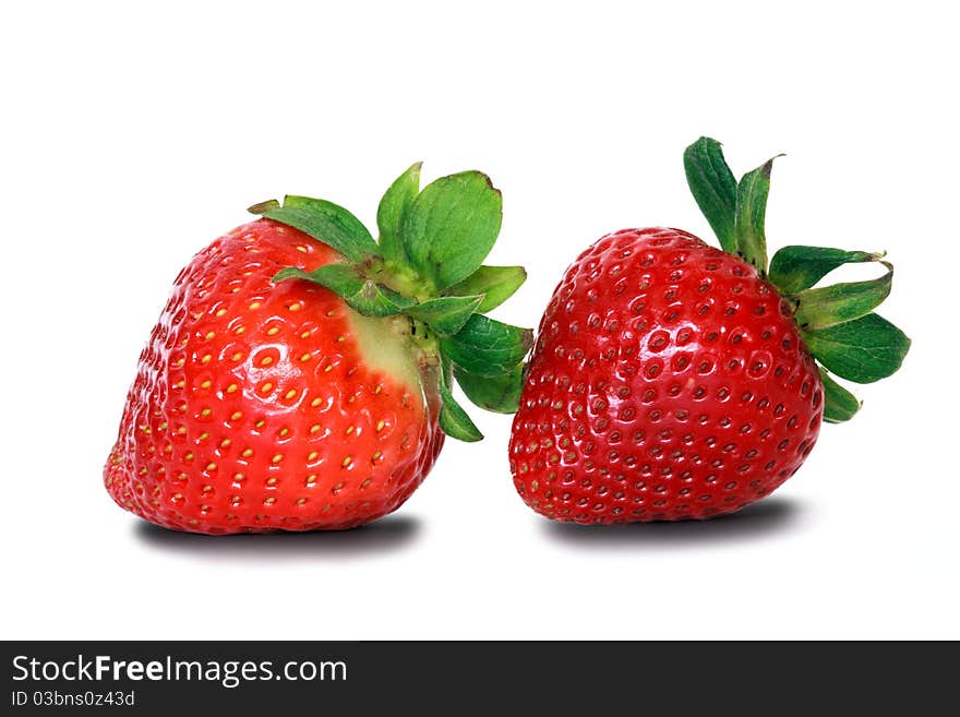 Two starwberries on white background. Two starwberries on white background