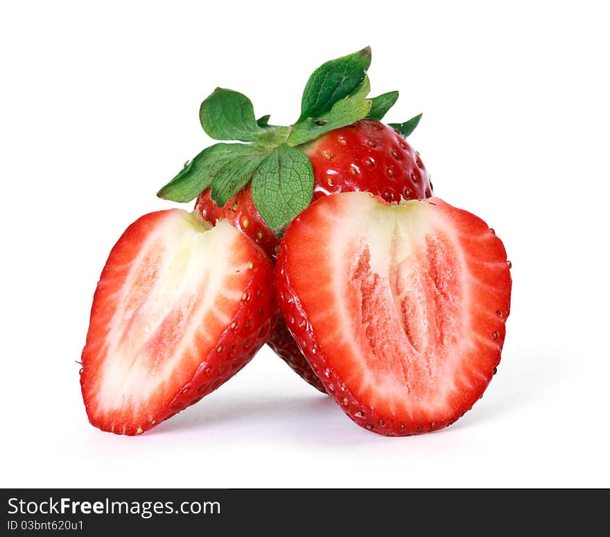 Red starwberries on white background. Red starwberries on white background