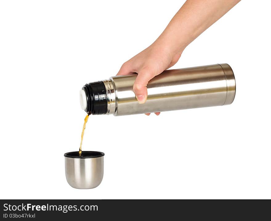 Metal thermos with handle