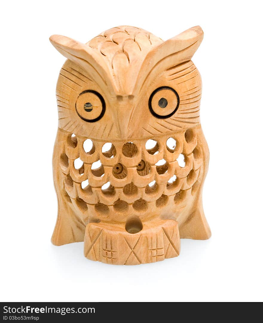 Traditional russian souvenir owl on white