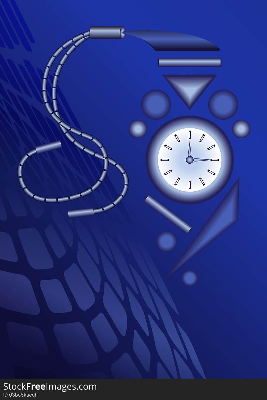 New day coming, abstract background with stylized watch.