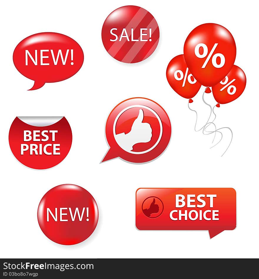 Set Of Red Sale Elements