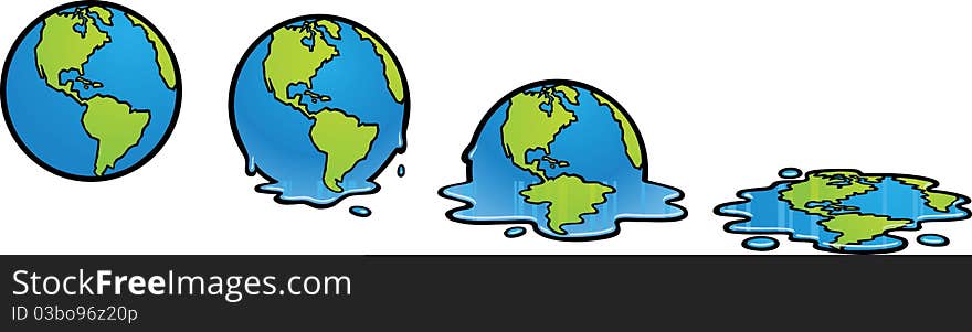 A sequence of images, showing the earth melting. A sequence of images, showing the earth melting.