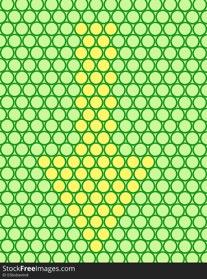 Green dots background showing arrow