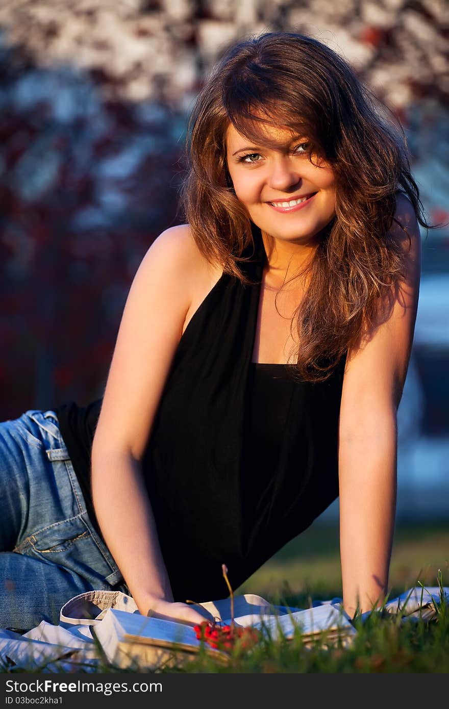 Beautiful girl with book