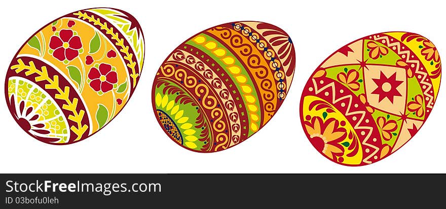 Set of painted eggs - Easter symbols. Set of painted eggs - Easter symbols