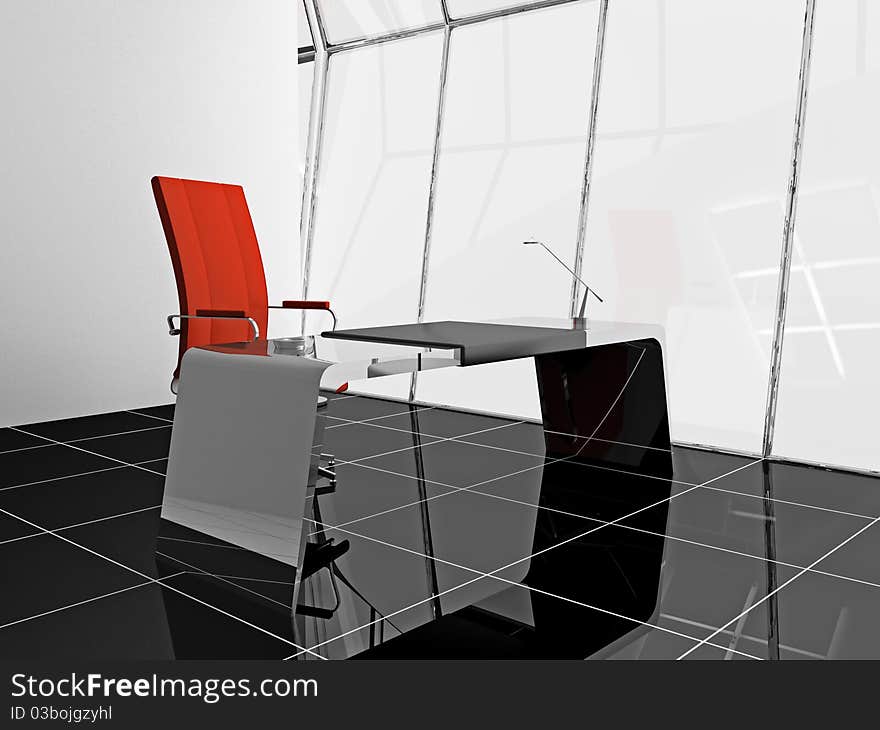 Interior of modern office 3D. Interior of modern office 3D