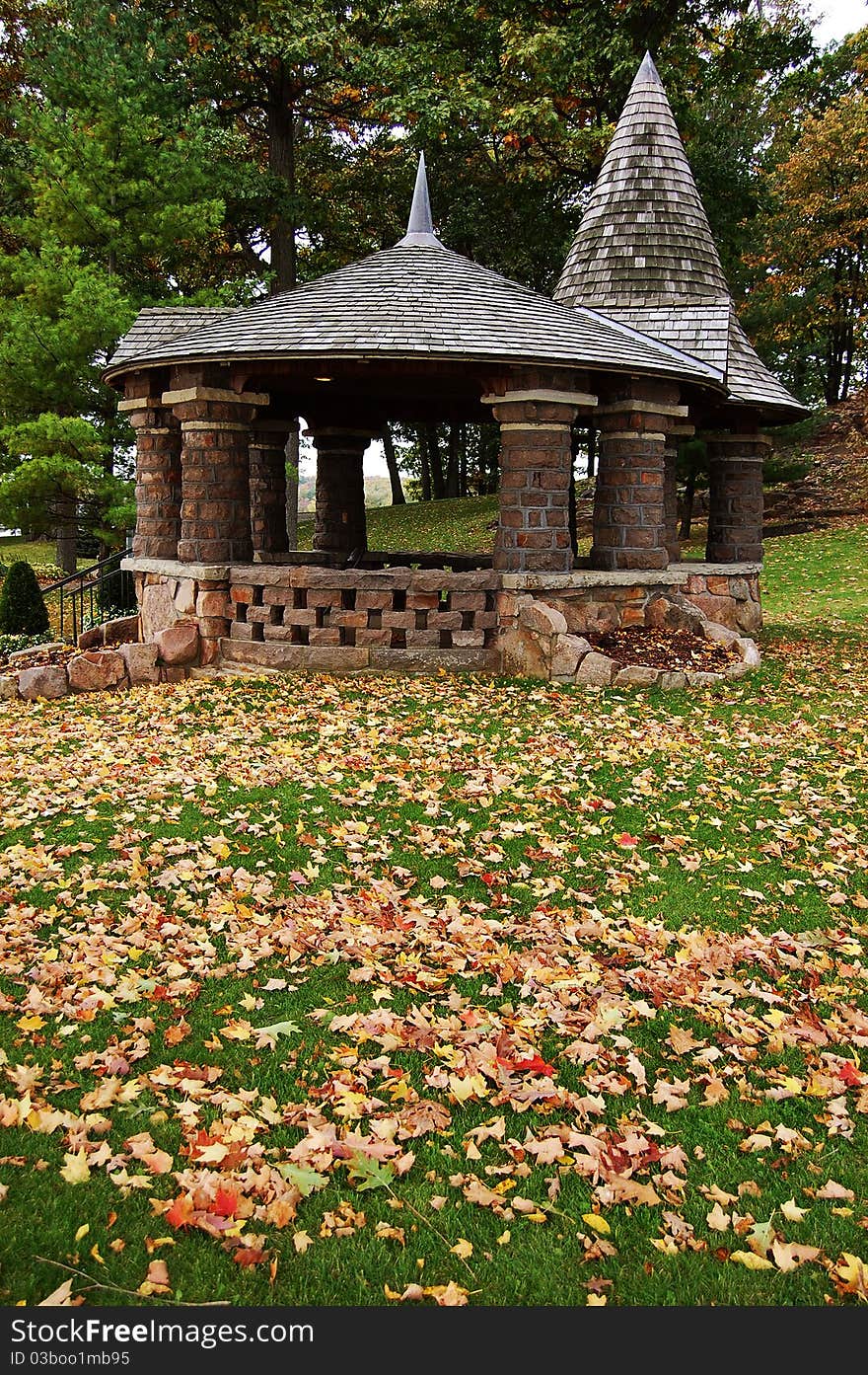 Fall Foliage and Pavilion in Thousand Islands, New York