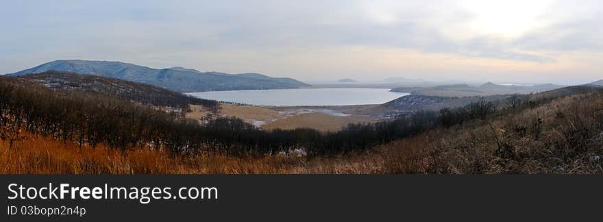 Panorama of the lake Rodnikovoye.