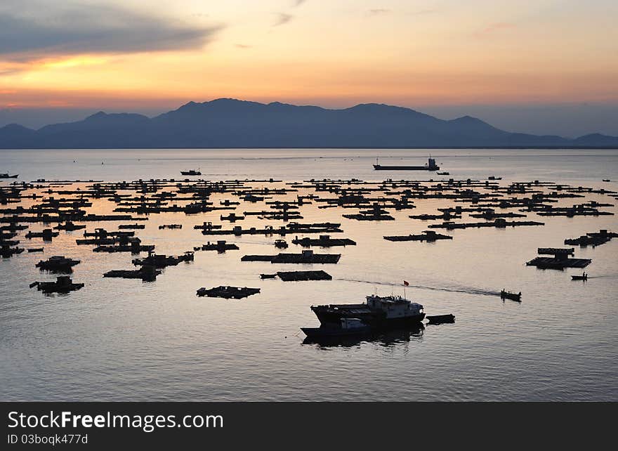 A magnificent sunset of Seashore dusk