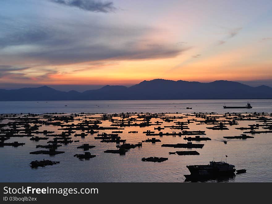 A magnificent sunset of Seashore dusk