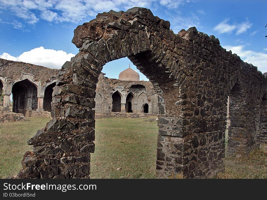 January 08th, 2011 Mandu,Madhya Pradesh, India-A view of a ruin fort. January 08th, 2011 Mandu,Madhya Pradesh, India-A view of a ruin fort