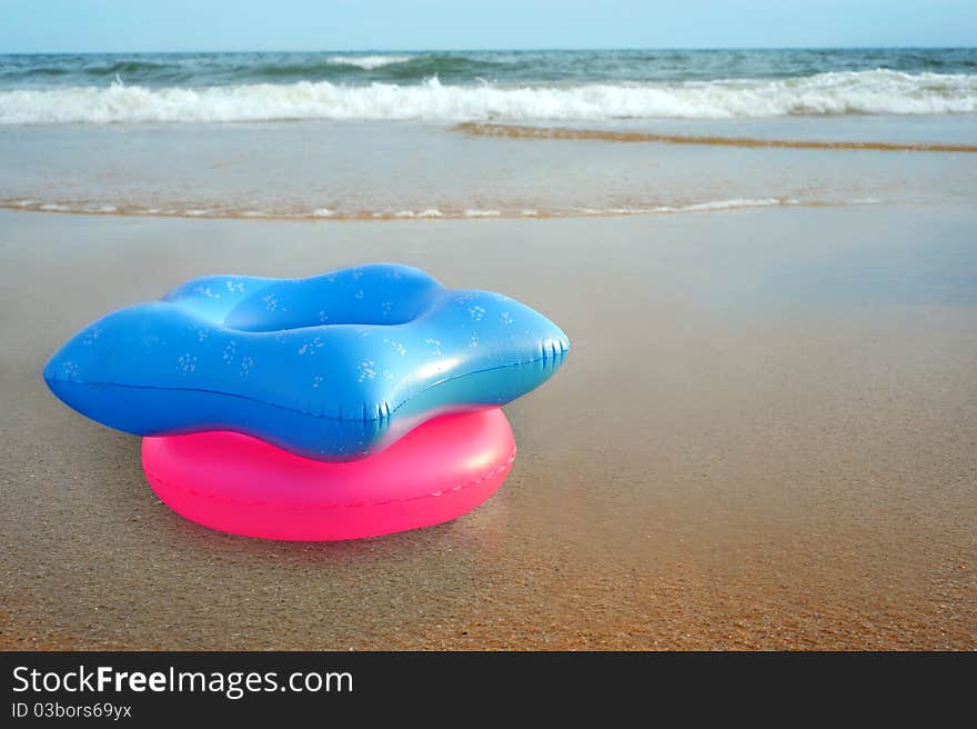 Life belt on a beach