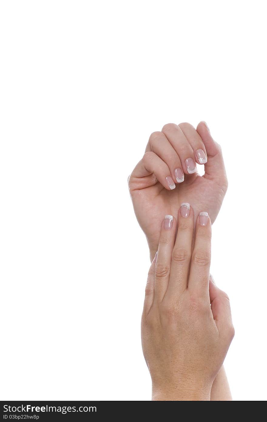 Nice hands infront of the white background. Nice hands infront of the white background