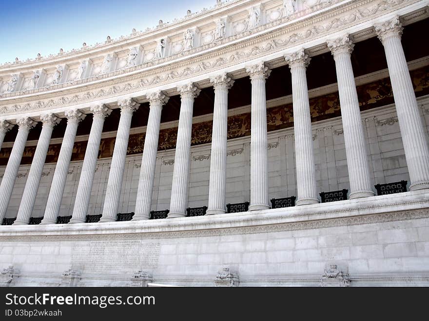 Details of large column, Vittorio Emanuele, The Piazza Venezia in Rome, Italy. Details of large column, Vittorio Emanuele, The Piazza Venezia in Rome, Italy