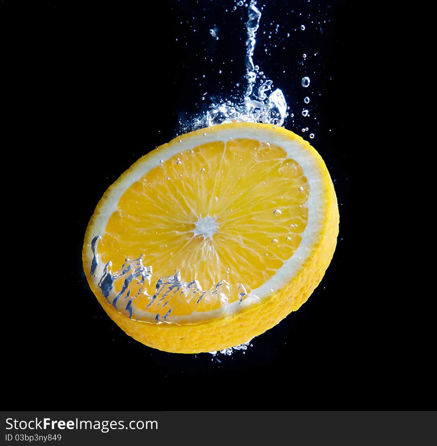 Orange and splash water