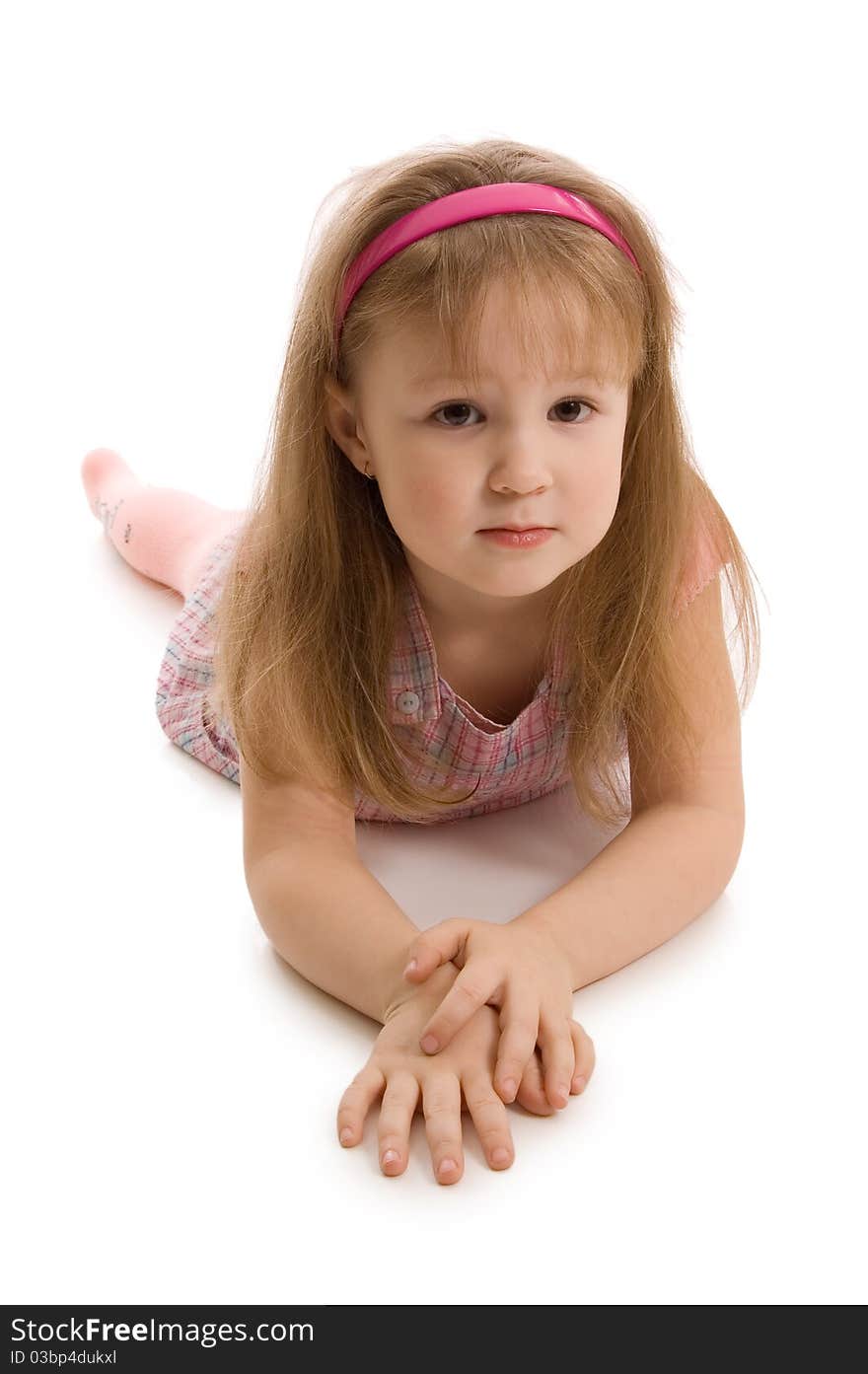 The little girl isolated on white background