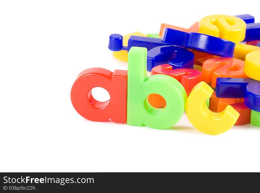 Plastic English letters isolated on white background