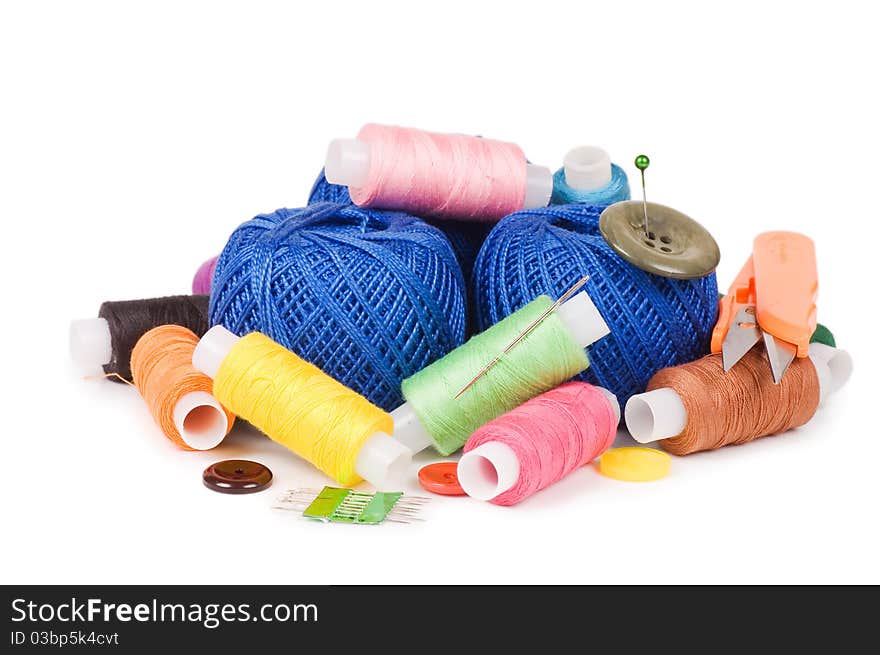 Ball of threads isolated on white background