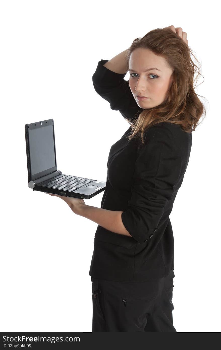 Beautiful young Woman with Laptop. Beautiful young Woman with Laptop