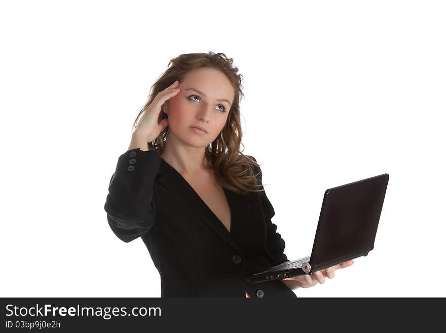 Business Woman. Isolated Over White Background