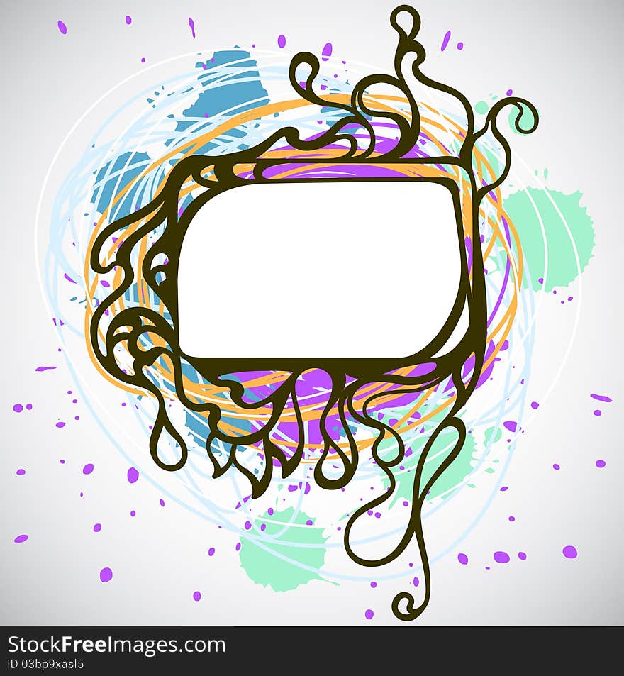 Abstract doodle frame, rectangle, vector illustration