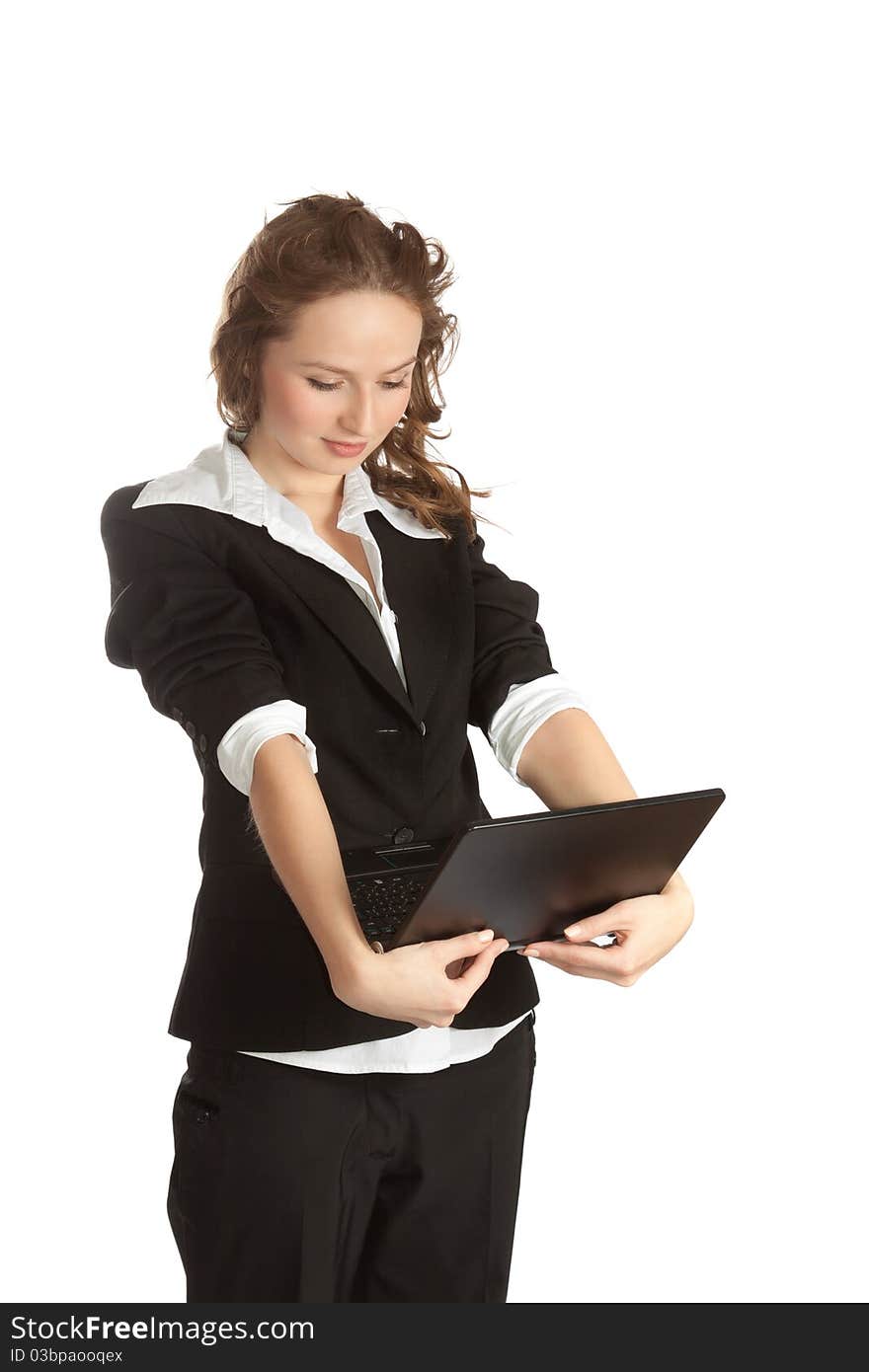 Business Woman. Isolated Over White Background